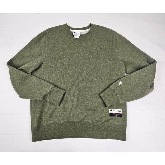 Champion Originals‎ Mens Medium. Solid Crewneck Sweatshirt Logo Army Green - Picture 1 of 6